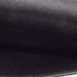 Pre Owned Prada Black Saffiano Metal Leather Logo Compact Wallet