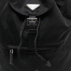 Prada Black Nylon Drawstring Backpack