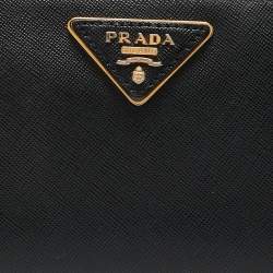 Prada Black Saffiano Leather Zip Around Wallet