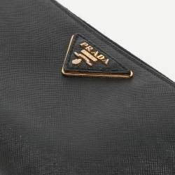 Prada Black Saffiano Leather Zip Around Wallet