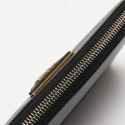 Prada Black Saffiano Leather Zip Around Wallet