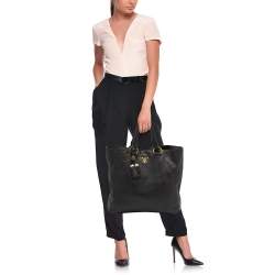 Prada Black Vitello Daino Leather Shopper Tote