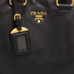Prada Black Vitello Daino Leather Shopper Tote