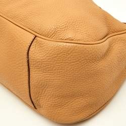 Pre Owned Prada Beige Vitello Daino Leather Buckle Flap Hobo