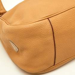 Pre Owned Prada Beige Vitello Daino Leather Buckle Flap Hobo