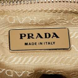Pre Owned Prada Beige Vitello Daino Leather Buckle Flap Hobo