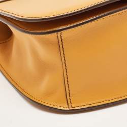 Pre Owned Prada Mustard Yellow/Choco Brown Leather Pionniere Saddle Bag