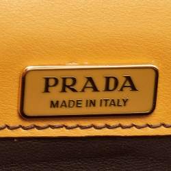 Pre Owned Prada Mustard Yellow/Choco Brown Leather Pionniere Saddle Bag