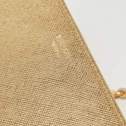 مملوكة مسبقًا Prada Gold Saffiano Metal Leather Wallet on Chain