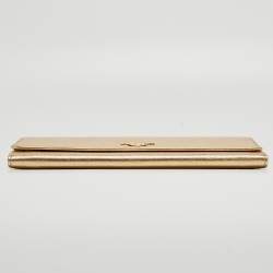مملوكة مسبقًا Prada Gold Saffiano Metal Leather Wallet on Chain