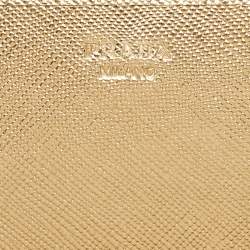 مملوكة مسبقًا Prada Gold Saffiano Metal Leather Wallet on Chain