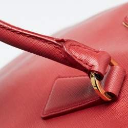 Pre Owned Prada Red Saffiano Lux Leather Large Gardener's Tote