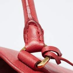 Pre Owned Prada Red Saffiano Lux Leather Large Gardener's Tote