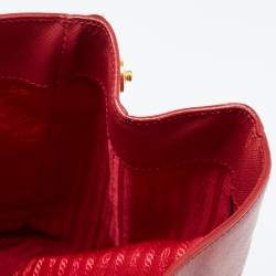 Pre Owned Prada Red Saffiano Lux Leather Large Gardener's Tote