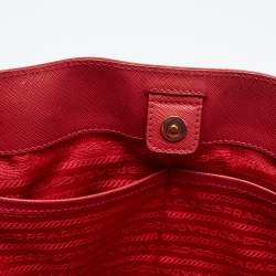 Pre Owned Prada Red Saffiano Lux Leather Large Gardener's Tote