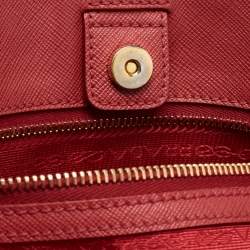 Pre Owned Prada Red Saffiano Lux Leather Large Gardener's Tote