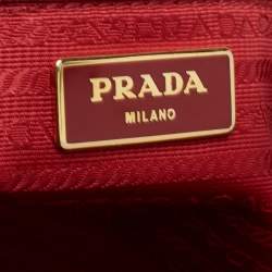 Pre Owned Prada Red Saffiano Lux Leather Large Gardener's Tote