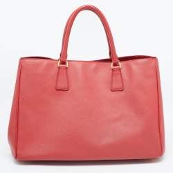 Pre Owned Prada Red Saffiano Lux Leather Large Gardener's Tote