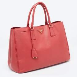 Pre Owned Prada Red Saffiano Lux Leather Large Gardener's Tote