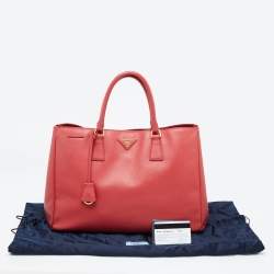 Pre Owned Prada Red Saffiano Lux Leather Large Gardener's Tote