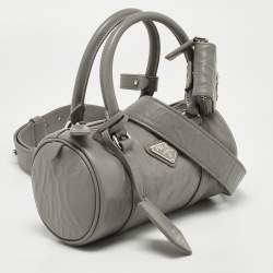 Pre Owned Prada Grey Leather Crossbody Bag