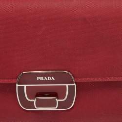 Prada Red Nylon Flap Continental Wallet