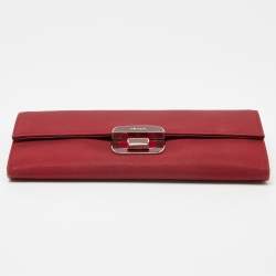 Prada Red Nylon Flap Continental Wallet