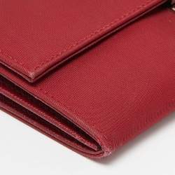 Prada Red Nylon Flap Continental Wallet