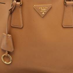 Pre Owned Prada Brown Saffiano Leather Large Double Zip Tote