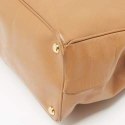 Pre Owned Prada Brown Saffiano Leather Large Double Zip Tote
