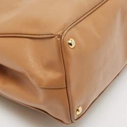 Pre Owned Prada Brown Saffiano Leather Large Double Zip Tote