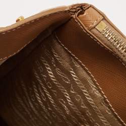 Pre Owned Prada Brown Saffiano Leather Large Double Zip Tote