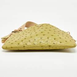 Pre Owned Prada Green Ostrich Shoulder Bag