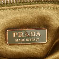 Pre Owned Prada Green Ostrich Shoulder Bag