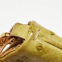 Pre Owned Prada Green Ostrich Shoulder Bag