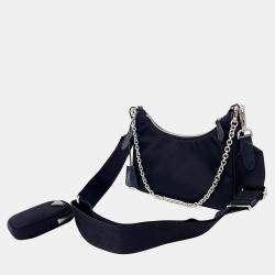 Prada Nylon Tessuto Chain Strap Hobo Bag