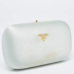 Pre Owned Prada Mint Green Satin Box Clutch