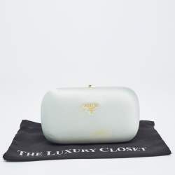 Pre Owned Prada Mint Green Satin Box Clutch
