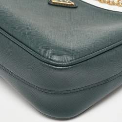 Pre Owned Prada Green Saffiano Lux Leather Re-Edition 2005 Baguette Bag