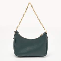 Pre Owned Prada Green Saffiano Lux Leather Re-Edition 2005 Baguette Bag