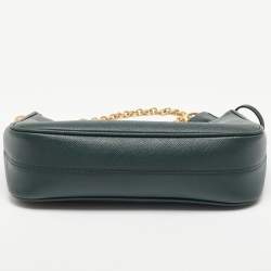 Pre Owned Prada Green Saffiano Lux Leather Re-Edition 2005 Baguette Bag