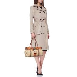 Pre Owned Prada Beige/Brown Nylon and Python Flap Tote