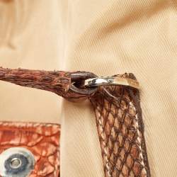 Pre Owned Prada Beige/Brown Nylon and Python Flap Tote