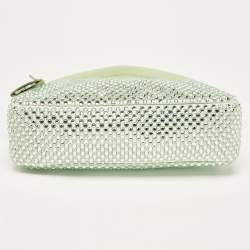 Pre Owned Prada Mint Green Satin Mini Crystal Studded Re-Edition 2000 Shoulder Bag