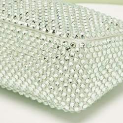 Pre Owned Prada Mint Green Satin Mini Crystal Studded Re-Edition 2000 Shoulder Bag