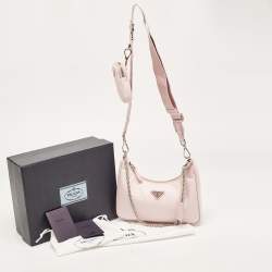 Prada Light Pink Nylon and Leather Re-Edition 2005 Baguette Bag