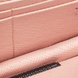 Pre Owned Prada Pink Saffiano Cuir Leather Wallet On Chain