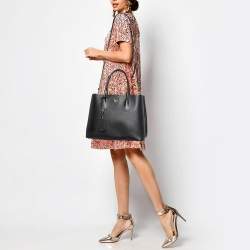 Pre Owned Prada Black Saffiano Cuir Leather Large Double Handle Tote