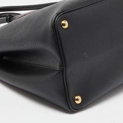 Pre Owned Prada Black Saffiano Cuir Leather Large Double Handle Tote