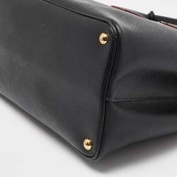 Pre Owned Prada Black Saffiano Cuir Leather Large Double Handle Tote
